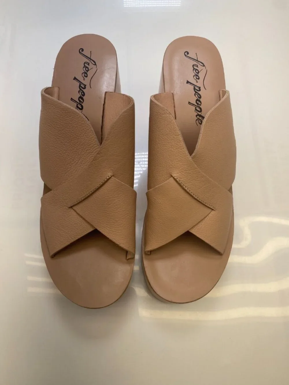 Free People Women's Kora Pink Leather Platform Heel Sandal Sz 41- USA  11